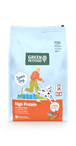 Green Petfood InsectDog High Protein mit Insekten & Lachs (1 x 7,5 kg) | Adult | Premium Trockenfutter für ausgewachsene aktive Hunde | mit roten Linsen | kleine Krokette | getreidefrei | 1er Pack