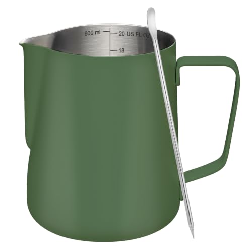 Image of Amrules Milk Frothing Pitcher 20oz Frother Cup Barista Tools, Green