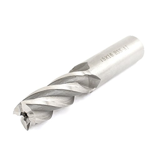 uxcell Straight Flat Nose End Mill 4 Flute High Speed Steel Twisted Cutter 15mm x 16mm