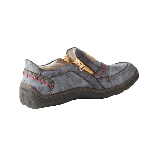 Image of TMA EYES Women's Non-Slip Leather Casual Slip On Comfort Walking Flat Shoes（Black，8）