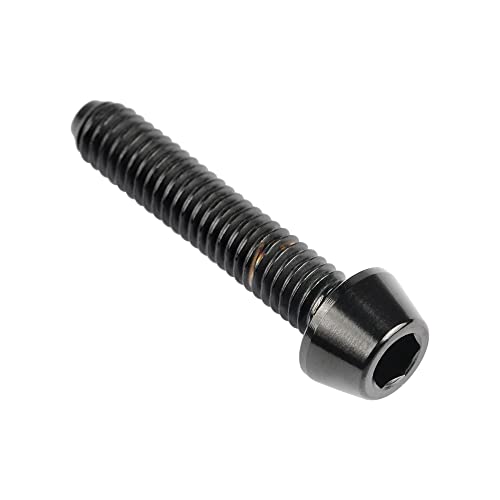 Image of Titanium Ti DIN912 M4 8 10 12 15 20mm Tapered Head Hex Bolts Bicycle Screws Pack of 6 (Black, M4x20mm)