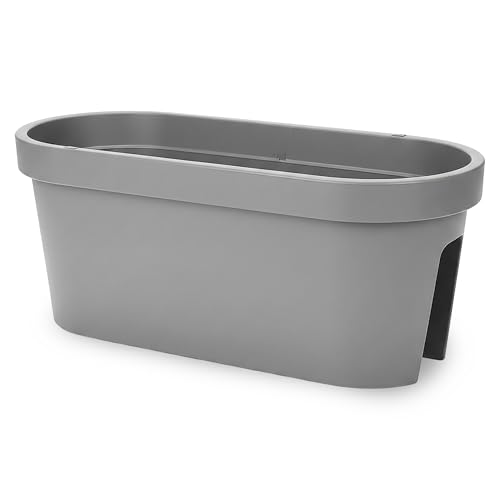 Spetebo Balkon Geländer Blumenkasten oval 60 cm - grau - Kunststoff