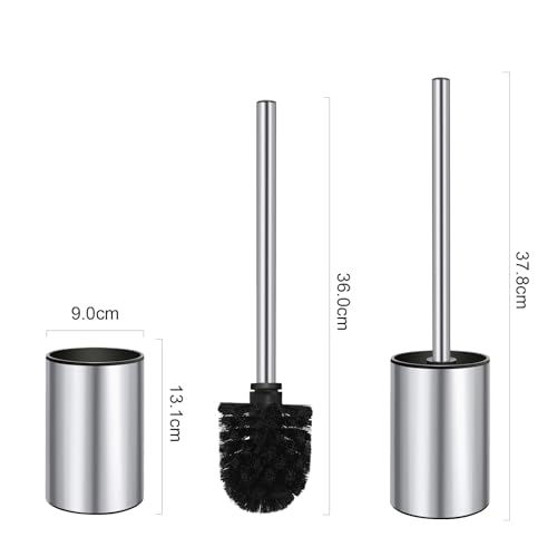 Image of QL Toilet Brush and Holder,Stainless Steel Toilet Brush,Quick Drying Bathroom Toilet Bowl Scrubber Brush for Home and Commercial Use (Silver)