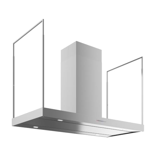 Image of Futuro Futuro Europe Series Island Mount Range Hood, Italian Stainless Steel Ceiling Chimney Hood with Perimeter Suction & Multi-Speed Blower (48 inch)