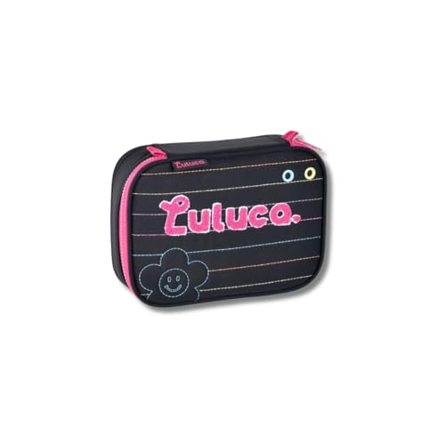 Estojo Box Luluca 36 Elásticos Juvenil Meninas Escolar 100 Pens Amplo Preto
