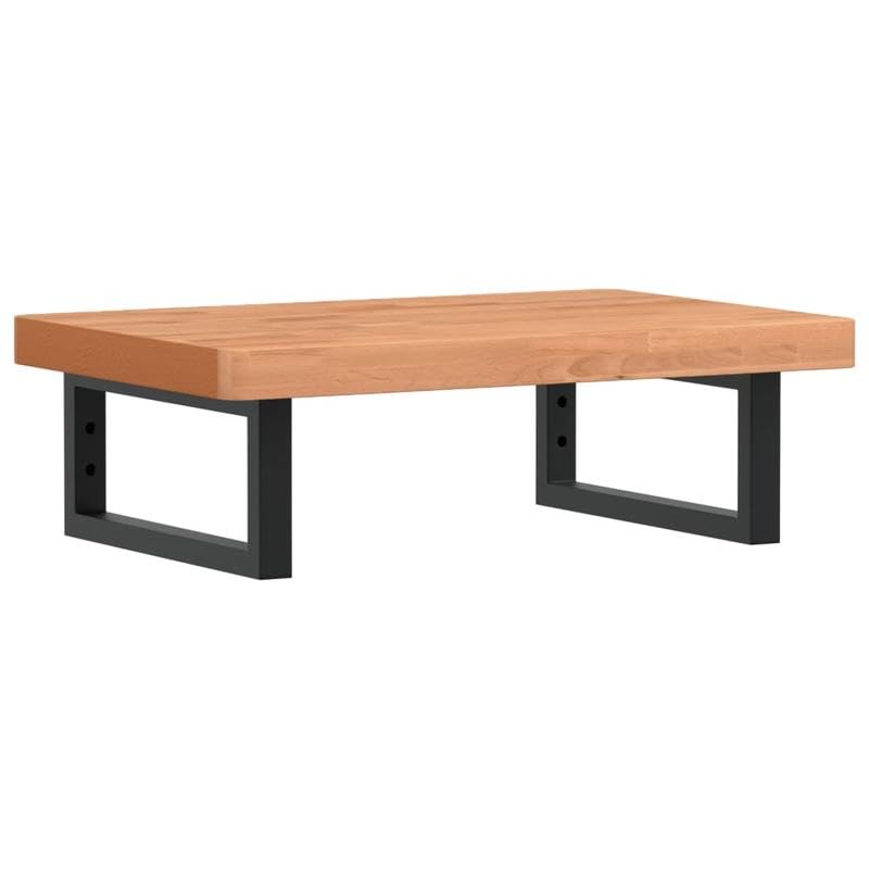 Eleganz Estantería para lavabo de acero y madera maciza de haya, juego de muebles de baño para montaje en pared, elegante y ahorra espacio, alta resistencia, ideal para baños pequeños