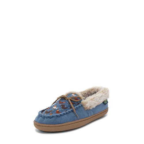 Western Chief Womens Elaine Slippers Cozy Faux Fur Lining Stylish Stitched Lace Detail for Indoor Moccasin Slip-On Loafers Womens Shoes Chicken 8