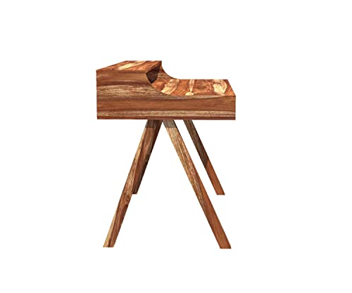 Image of Demiwall Sheesham Wooden Study Table with 2 Drawer & Shelf Storage | Workstation for Home & Office | Solid Wood Desk Writing Table for Study Room | Laptop Computer Table for Adults | Natural Brown-D28