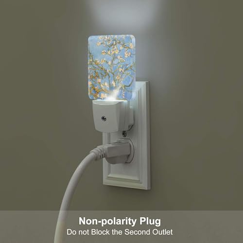 Image of Puzzle Almond Tree Night Light,Plug Into Wall for Boys Girls Bedroom Decorative Square Night Light Lamp 0.5w Sleep Friendly