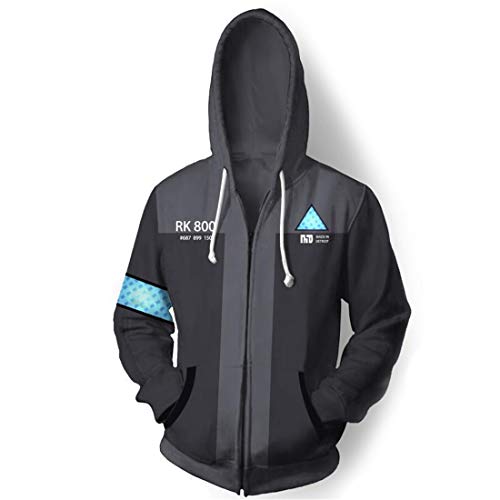 QYIFIRST Sudadera unisex Anime con estampado 3D Detroit, chaqueta para el tiempo libre, color gris, XL (contorno del pecho 113 cm)