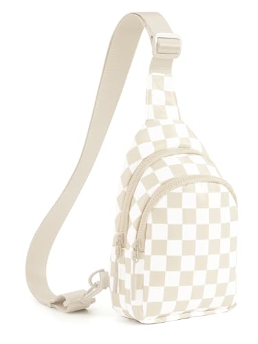 Checkered Sling Bag - Beige