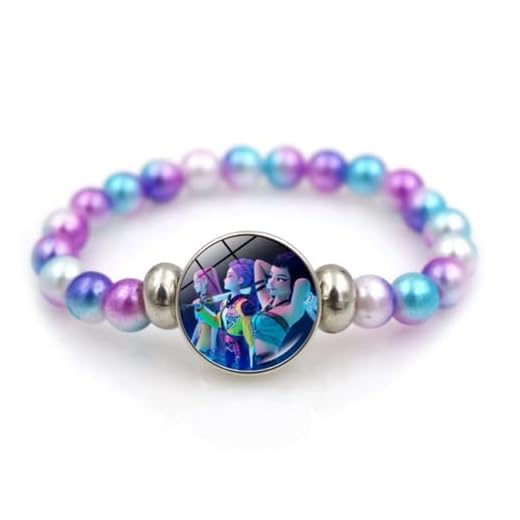 TissueDeep Demon Hunters Bracelet Movie Lovers Gift Accessory Colorful Beaded Bangle Jewelry (pink-9)