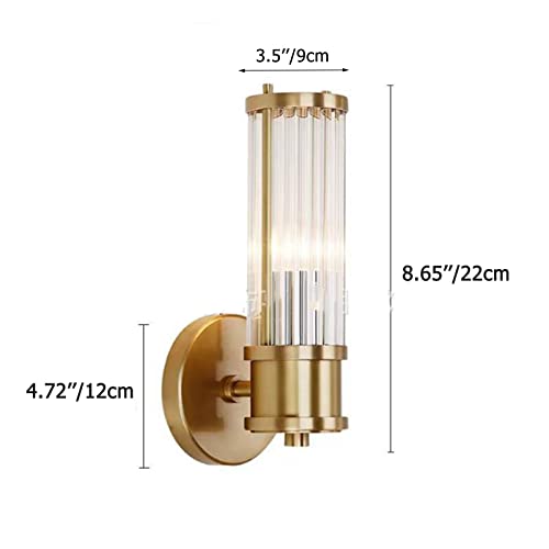 Image of Brikey Brass Gold Crystal Wall Sconce Light Crystal Glass & Gold Base Wall Lamp Wall Mount Light (1-Light)