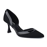 JENN ARDOR Women's Pumps Low Heels Pointed Closed Toe Kitten Dress Shoes for Women Comfortable Stiletto Heeled Sandals Classic Wedding Party D'Orsay Work Pumps Black 8.5