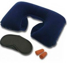 Snowpearl Multi Utility Travel Kit - Inflatable Neck Air Cushion Pillow with Eye Mask and 2 Ear Plugs (Assorted Color) 1