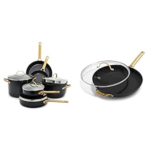 GreenPan Reserve Hard Anodized Healthy Ceramic Nonstick 10 Piece Cookware Pots and Pans Set,Black & Reserve Hard Anodized Healthy Ceramic Nonstick 12″ Frying Pan Skillet with Helper Handle,Black