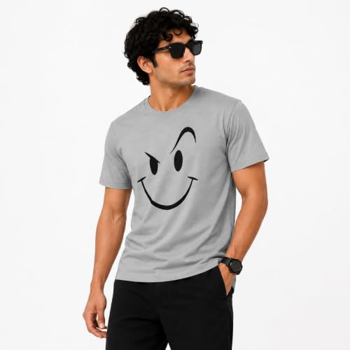 Image of The Unusual Men's Graphic Printed T-Shirt, Stylish Cartoon Character Print Crew Neck Half Sleeve Casual T-Shirt, Soft Comfortable Regular Fit Tee for Everyday, Streetwear & Outings
