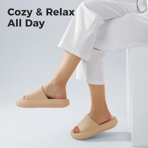 Image of Leevar Cloud Slides for Women and Men - Soft, Comfy, Relax Cloud Slippers, Thick Sole, Non-slip Slides for Men, Easy to Clean, Shower, Swimming, Beach, Indoor and Outdoor Slides for Men