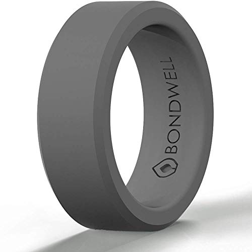 BONDWELL Silicone Wedding Ring for Men (Dark Gray) Safe, Durable Mens Rubber Wedding