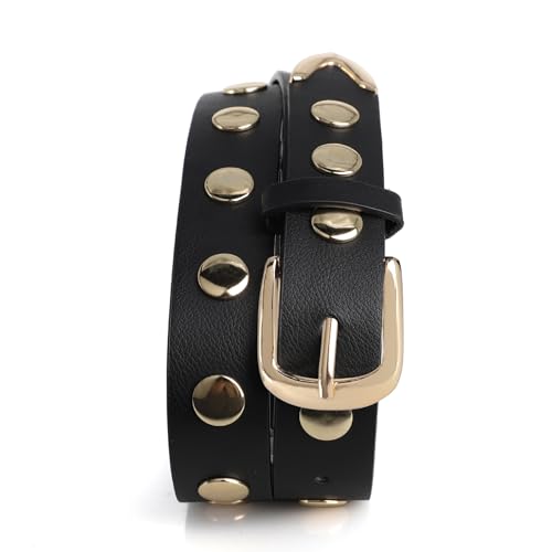 Women Leather Belt Y2k Punk Goth Emo Grunge Rock Fashion Studded Belt for Jeans Western Cowgirl Clothes Accessories4