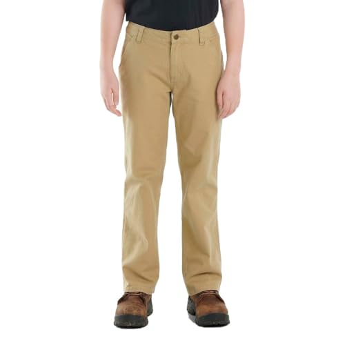 Carhartt Boys Rugged Flex Canvas Work Utility Pants Dark Khaki 12 US