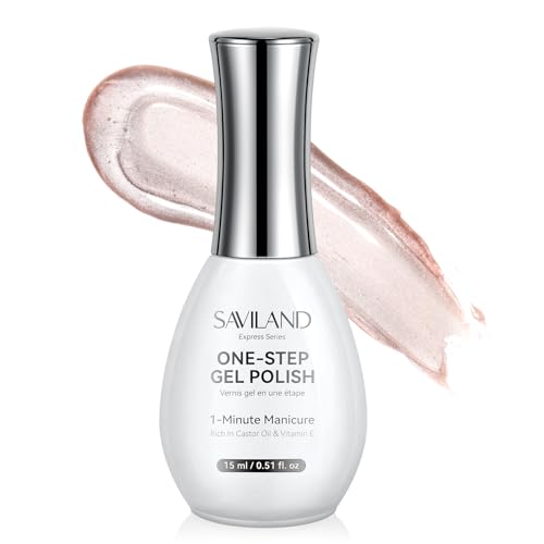 SAVILAND Glazed Nails One-Step Gel Nail Polish: Cateye Nail Art Pen Polish 5 in 1 15ml 0.5 OZ Nude One-Min Shine Bottle &amp; Full Nail Curvature User-Friendly Cat Eye Gel Builder Base &amp; Top Polish