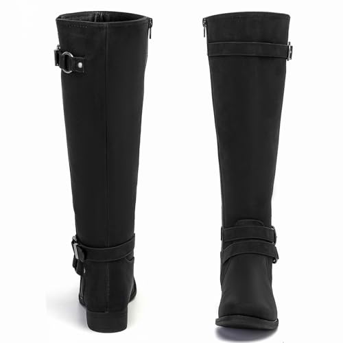 Women's Knee High Boots Classic Comfort Riding Combat Boot Round Toe Side Zipper Long Tall Fall Winter Boots for Women.4