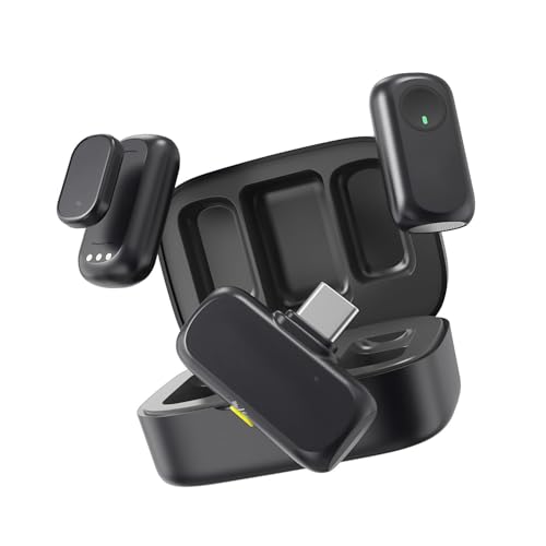 Image of HollylAnd Lark A1 Duo Wireless Magnetic Microphone for i-Phone15 /16 /iPad /Android Phone, Mini Wireless Mic with 3-Lv Noise Cancel, EQ&Reverb, 6-Lv Gain Control for YouTube Podcast Vlog Content Creation