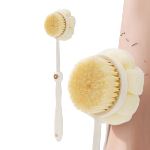 Cepillo corporal para ducha, cepillo de limpieza de mango largo para ducha, herramienta de lavado profundo para zonas difíciles de alcanzar, limpiador de doble cara para bañera, viajes, dormitorio