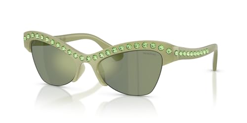 Swarovski Women's SK6043 Butterfly Sunglasses, Milky Green/Green Mirrored Green, 55 mm2