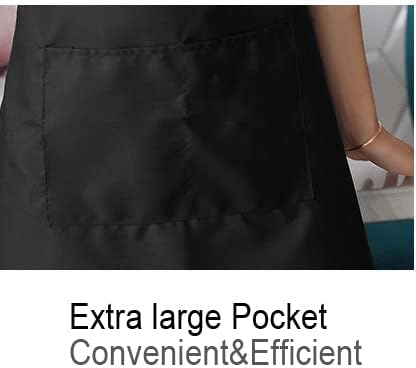 Miniatura 4 de cooler depot 1 delantal negro ajustable resistente al agua al aceite con 2 bolsillos, delantales de cocina para mujeres y hombres, chef.., Negro -