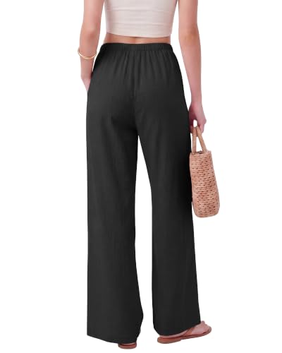 Image of ZOOSIXX Wide Leg Pants for Women - Palazzo Flowy Lounge Lightweight Summer Drawstring Trousers with Pockets Beach Vacation