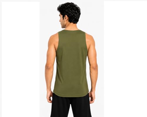 Image of Men's Gym Vest with Run Print, Sleeveless Athletic Tank Top for Running and Workout