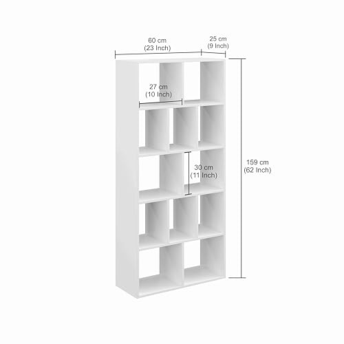 Image of FURNEASER Hallen Multi-Compartment Wooden Bookshelf with 5-Tier Storage � Modern Display Rack for Home & Office | Space-Saving Vertical Bookcase � 159 x 60 x 25 cm (Wenge Finish)