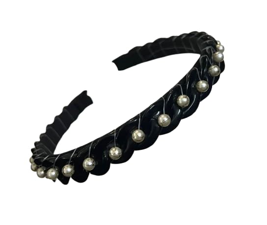 Image of Elegant&Exclusive Women's Fashion Chain Stones Hairbands /Headbands from Our Embellished Collection Useful for Girls & Women (Black Chain)