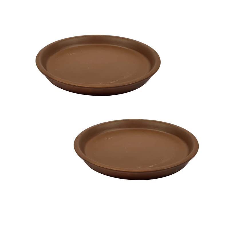 Image of Lasaki Round Ceramic Trays (Plates Saucers) for Pots, planters, Flower, Succulent(Set of 2,Truffle,3.5 inch) R3.5(Plants not Included)