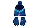 Nike Girl`s Colorblock Knit Pom Beanie & Gloves 2 Piece Set (Blue(9A2890-C6L)/P_White, 8-20 Years)
