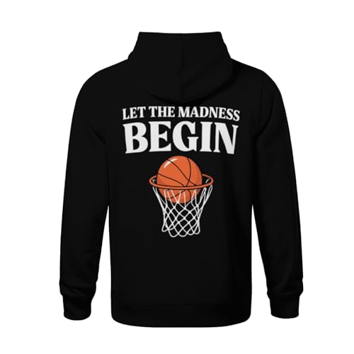 Kids Let the Madness Begin Funny Basketball Season Boys Girls Lightweight Kangaroo Pocket Fleece Hoodies3