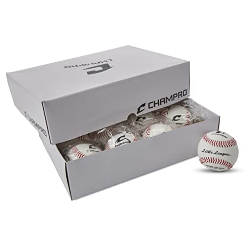 Champro Little League Baseballs With Full Grain Leather, Double Cushion Cork Core, 12 Pack #TOP4