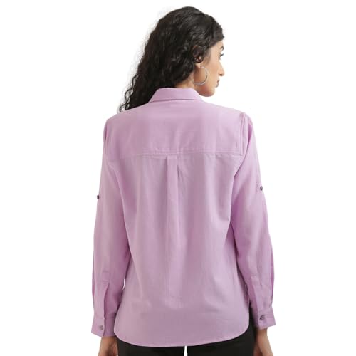 Image of SAADAA Airy Linen Shirt | Solid Regular Fit Casual Shirts Stylish for Women