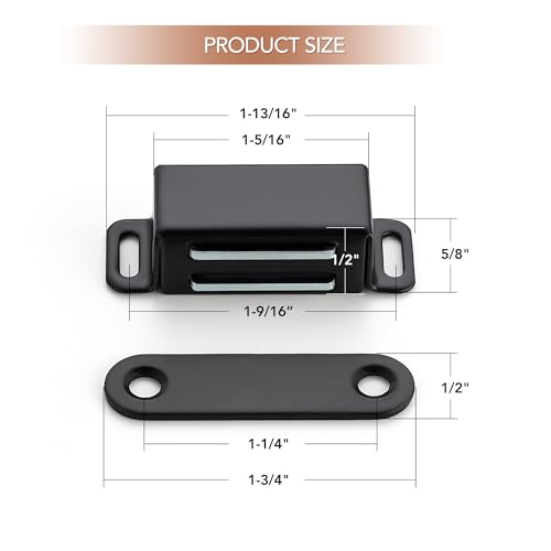 Image of Ravinte 24 Pack Black Magnetic Door Catch, Matte Black Cabinet Magnets, Strong Magnetic Catch Latch for Kitchen Cabinets, Drawers & Cupboards, Stainless Steel Closures