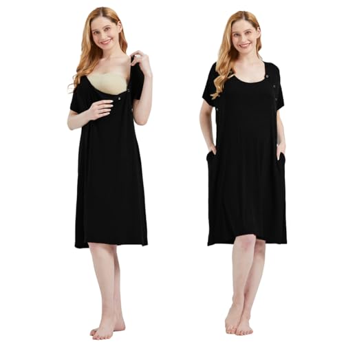 Image of Mama & Wish Labor and Delivery Gown 3 in 1 Labor, Delivery and Nursing Gown for Hospital Made with Ultra-Soft Fabric