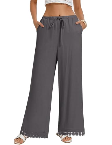 Image of GRACE KARIN Women Linen Pants Wide Leg Casual Palazzo Pants Trousers