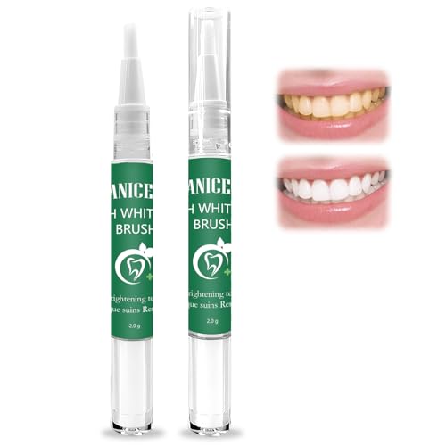 2 Pezzi Denti Sbiancante Denti, Penna Sbiancante Denti, Rimuove le Macchie Dentali, Facile da Sbiancare a Casa (Verde)