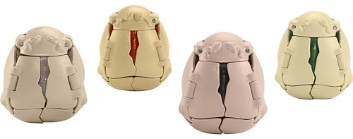 Mattel Jurassic World Éclosions Cachées Coffret de 4 figurines avec transformation d’œuf de dinosaure en 8 étapes, jouets 2 en 1 HTP69