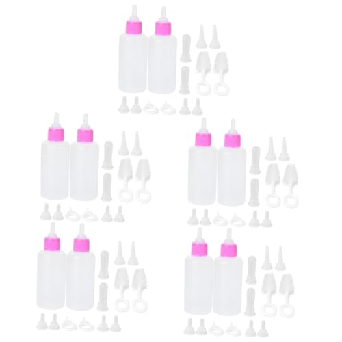 FOMIYES 10 Sets Cat Milk Bottle Feeder Kitten Nipple Milk Feeder for Puppies Pet Feeding Bottle Kit