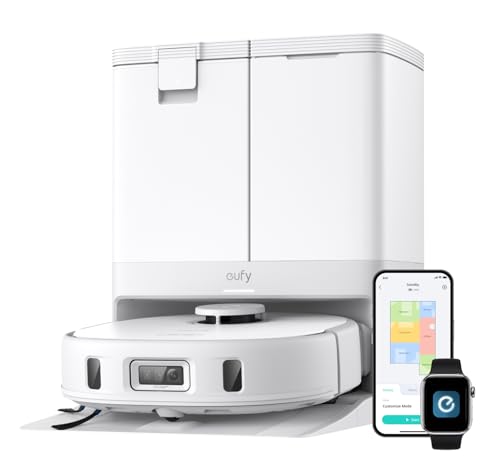 Image of eufy X10 Pro Omni Robot Vacuum and Mop Combo, 8,000 Pa, Dual Mops with 12 mm Auto-Lift and Carpet Detection, AI Obstacle Avoidance, Auto Mop Washing&Drying, Self-Emptying, White