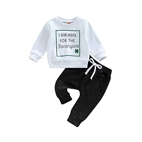 Image of Toddler Baby Boy Fall Outfit Crewneck Long Sleeve Sweatshirt Tops Elastic Pants Jogger Cute Newborn Winter Clolthes Set