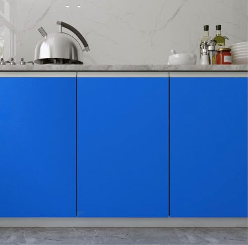 Image of Vinyl Contact Paper Decorative for Cabinets Countertops Kitchen Shelves Liner Self Adhesive Film Peel and Stick Waterproof Removable Wallpaper (Inches 24 x 118, Matte Royal Blue)