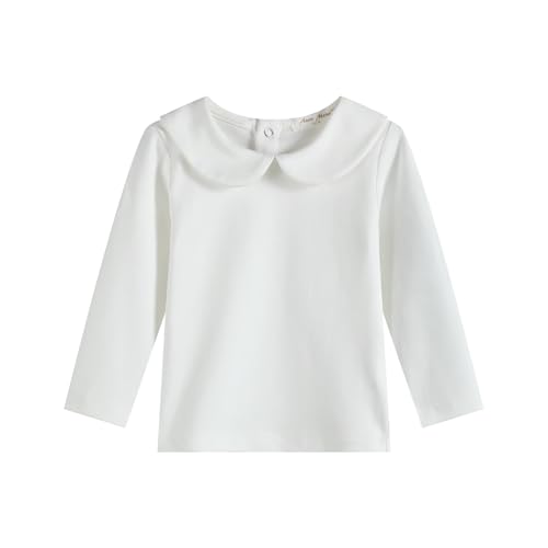 Toddler Kids Girl Boy Blouses Long Sleeves Solid Color Doll Peter Pan Collar T-Shirt Top Bottom Tees